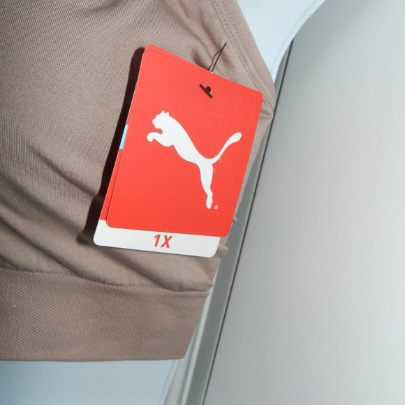 Puma Women's Plus Active Big Logo Sports Bra Taupe - Picture 9 of 11